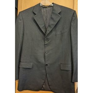 Canali‎ Bloomingdales Mens Striped Three Button Blazer Gray Size EUR 52 Long 40L